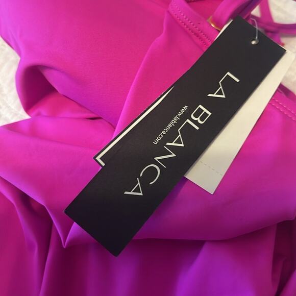 La Blanca Island Goddess Bandeau One-Piece Swimsuit Orchid Size 6 NWT - Picture 10 of 11